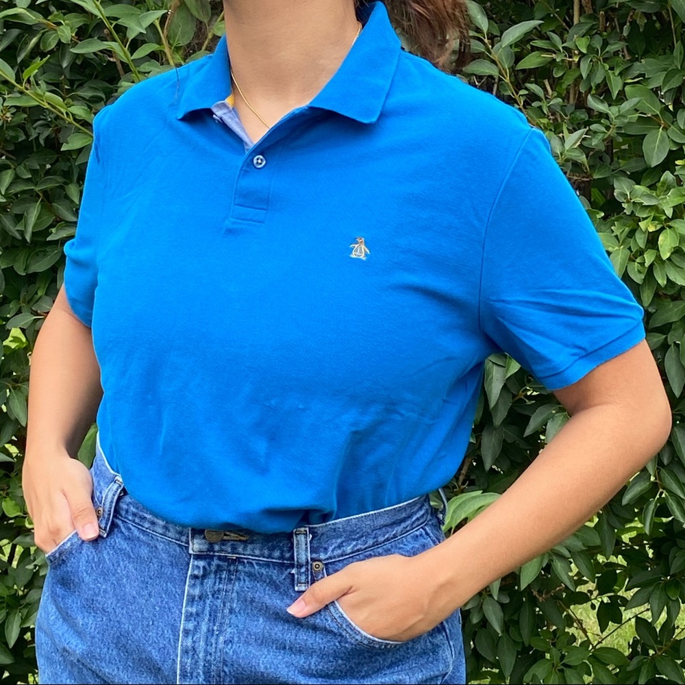 penguin classic fit blue polo size large